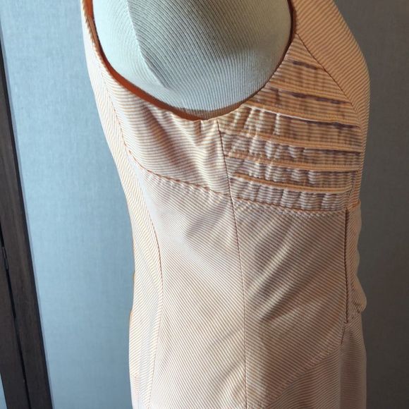 Antonio Melani sz 6 orange and white pinstripe dress/fully lined/exposed zipper - Picture 12 of 16
